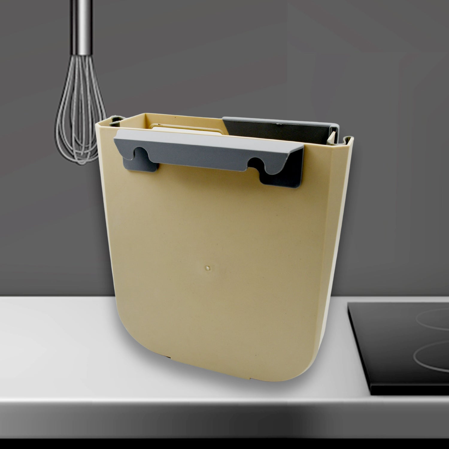 Lightweight hanging trash can attached to car door for travel use