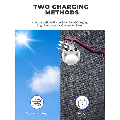 USB cable connected to foldable rechargeable camping light