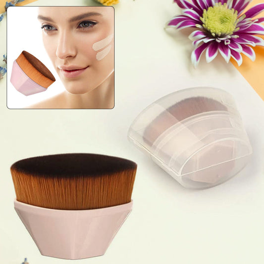 High density foundation makeup brush with portable case for flawless blending