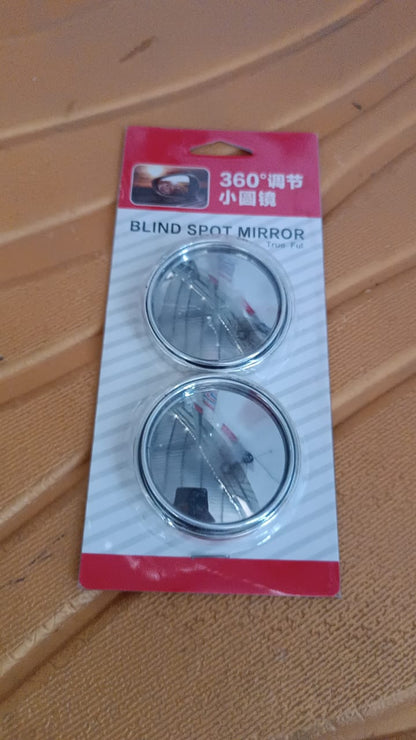 Pair of round wide angle blind spot mirrors on side mirrors