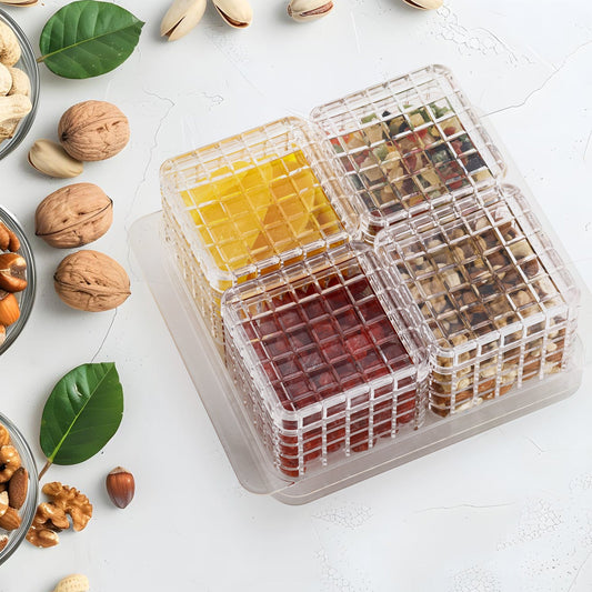 Ganesh airtight dry fruit acrylic container set with serving tray