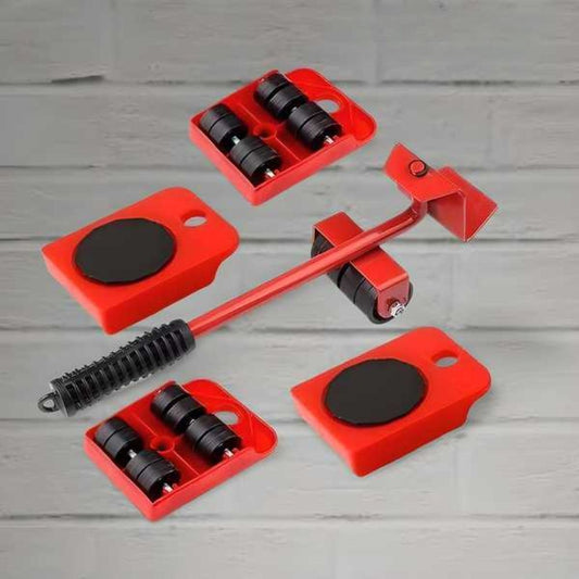 Heavy Duty Furniture Lifter Mover Tool Set with Wheel Pads – Stainless Steel, Pack of 5