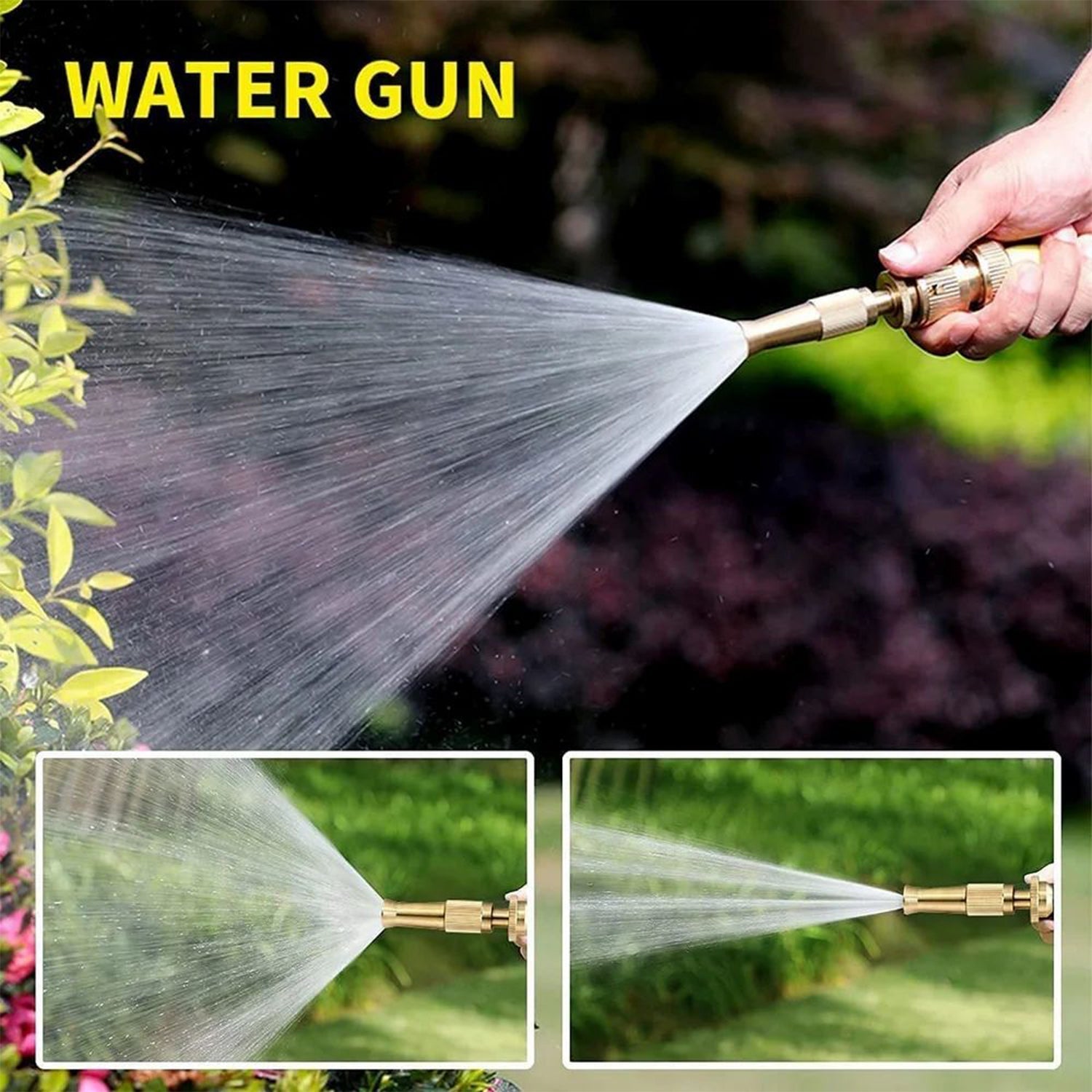 Adjustable spray nozzle solid brass hose connector outdoor