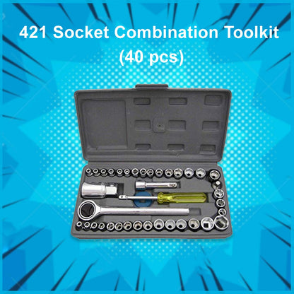 socket tool kit, 40 pcs tool set, car repair toolkit, bike tool set, socket wrench kit, ratchet tool kit, DIY tool set, multipurpose socket repair kit