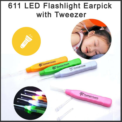 safe earpick with tweezer, tweezer for earwax with LED, 