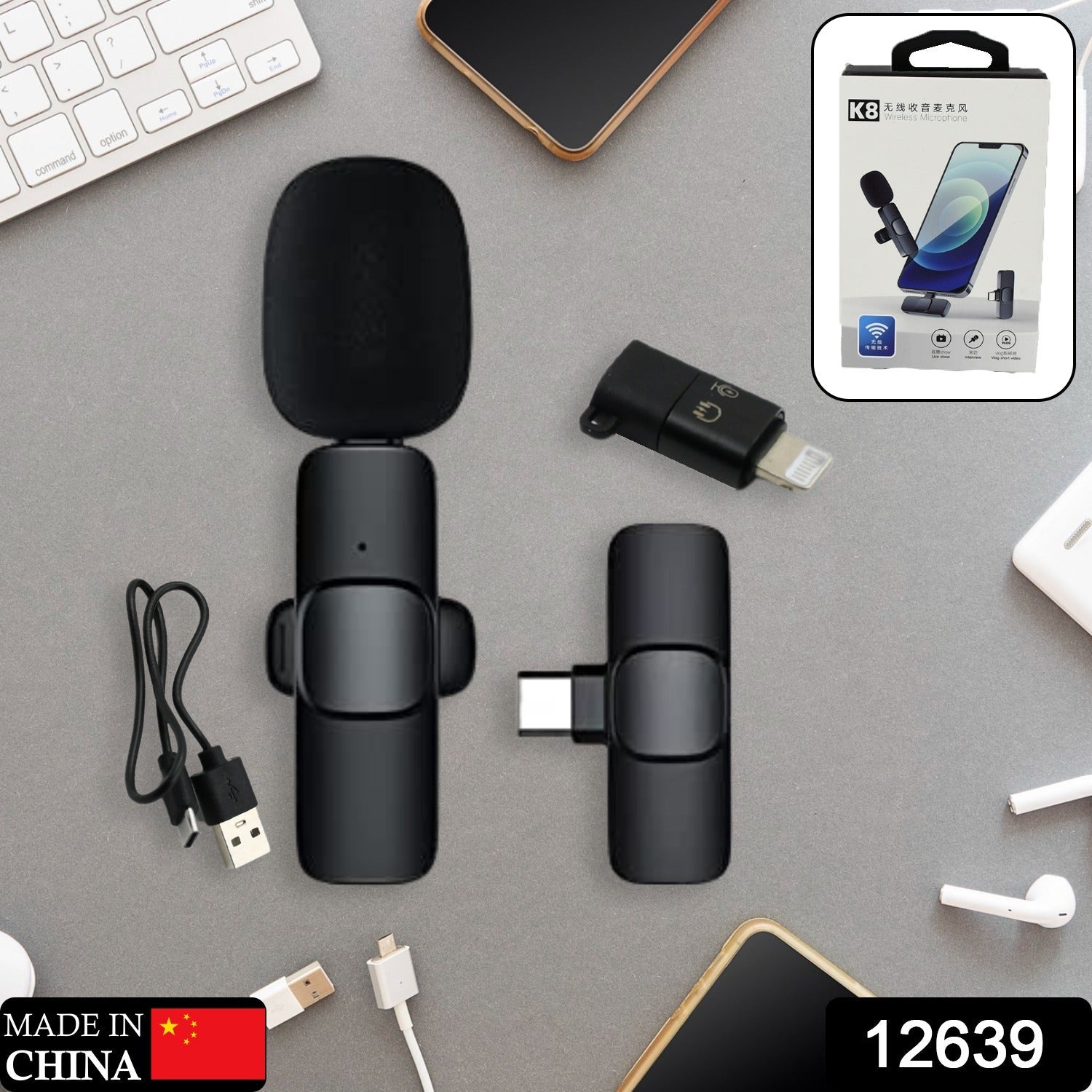Mini clip-on collar microphone compatible with iPhone and Type-C

