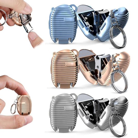 Keychain Nail Clipper, Mini folding keychain nail clipper stainless steel multicolor