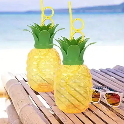 Durable food-grade plastic pineapple cup designed for tropical-themed summer and birthday celebrations