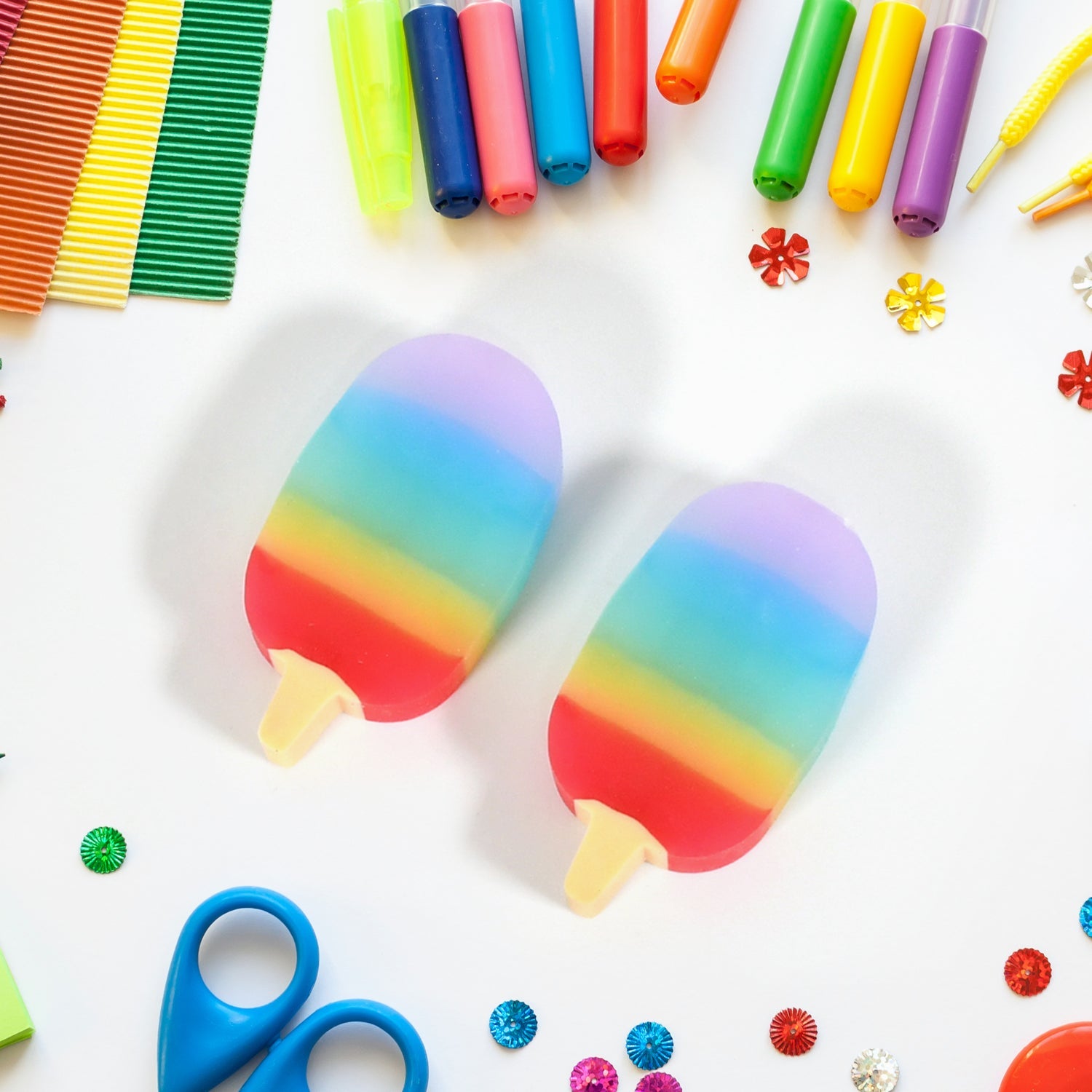 Pack of two jelly sicle fancy pencil erasers