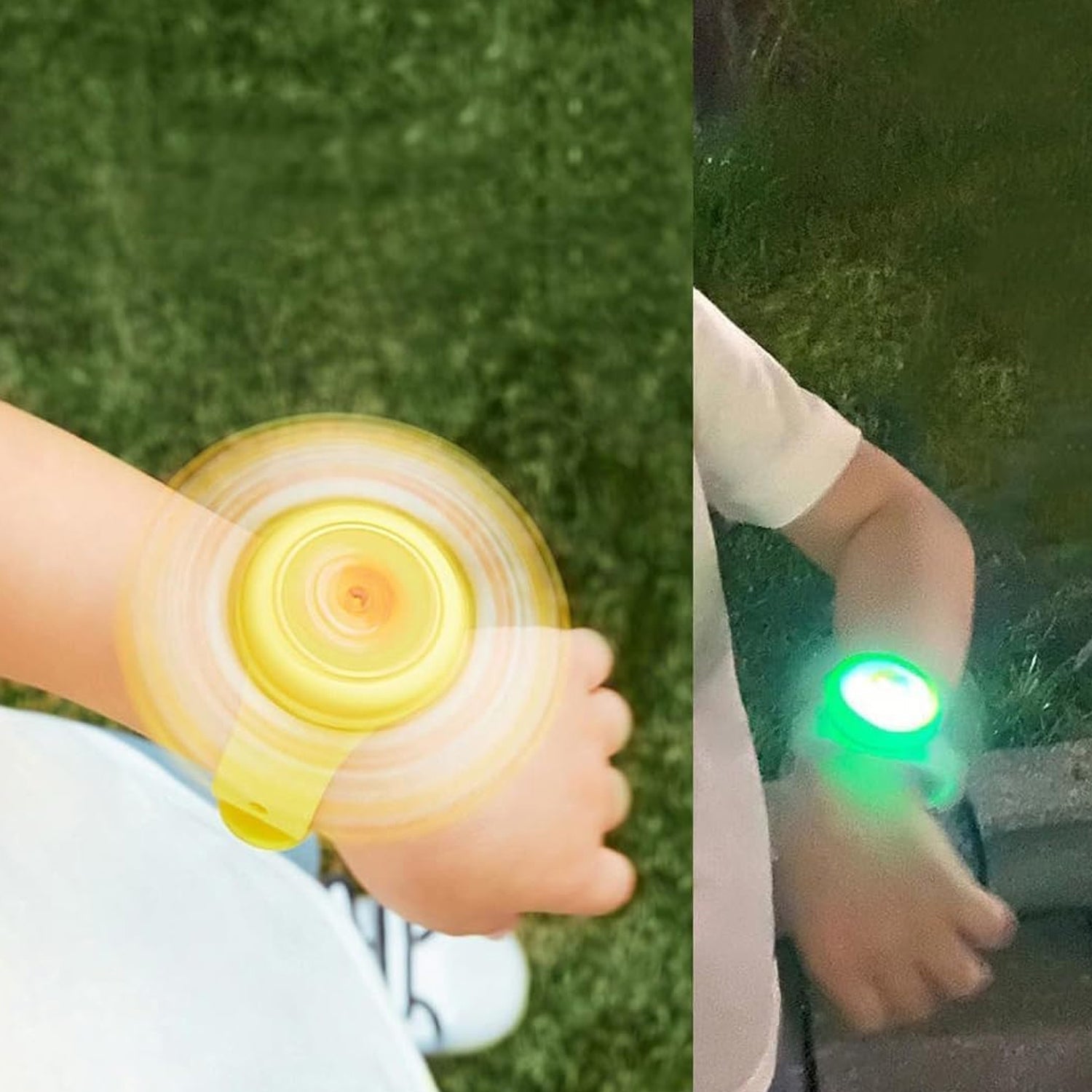Kids light-up slap bracelet with rotating top design