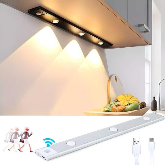 LED PIR Motion Sensor Cabinet Light – USB Rechargeable Stick-On Wireless Light for Home & Wardrobe (Warm/White)