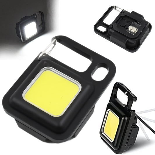 LED keychain flashlight with folding bracket and bottle opener