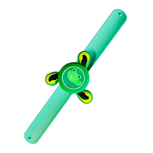 LED light kids slap bracelet with spinning cartoon top