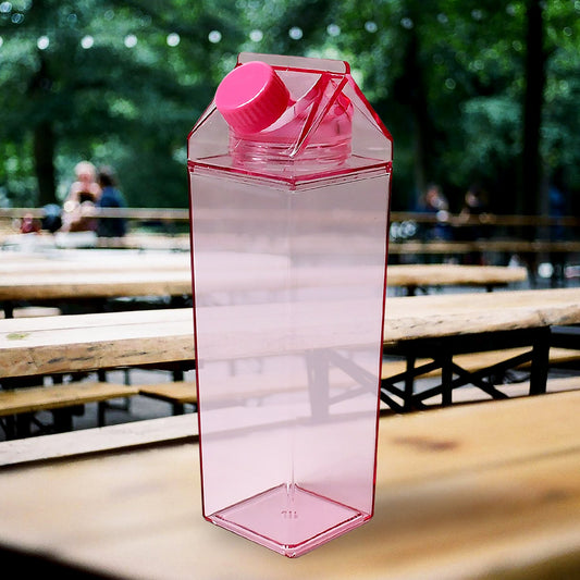 Plastic milk carton water bottle with leakproof lid for outdoor use