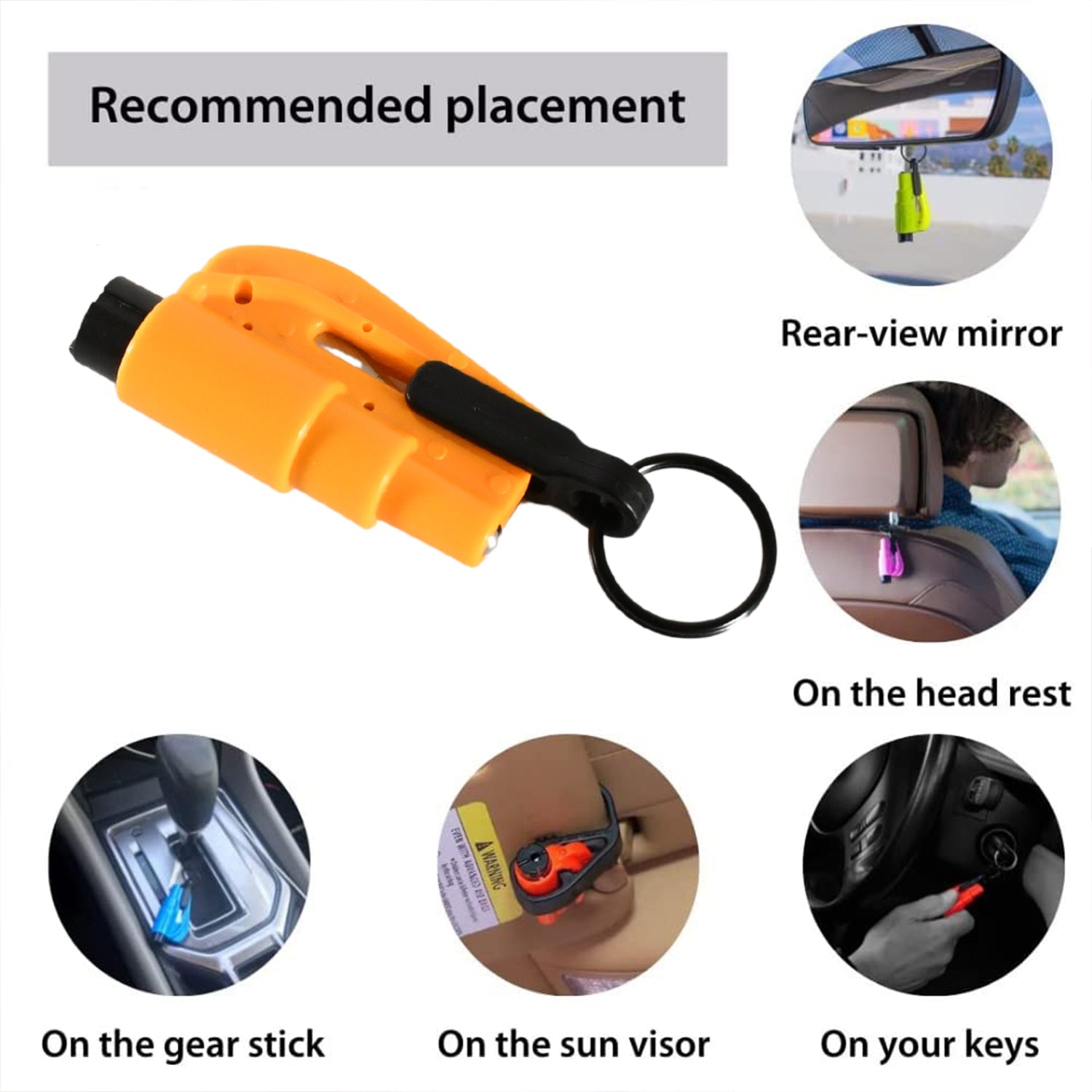 Heavy-duty glass breaker for emergency car escape attached to keys