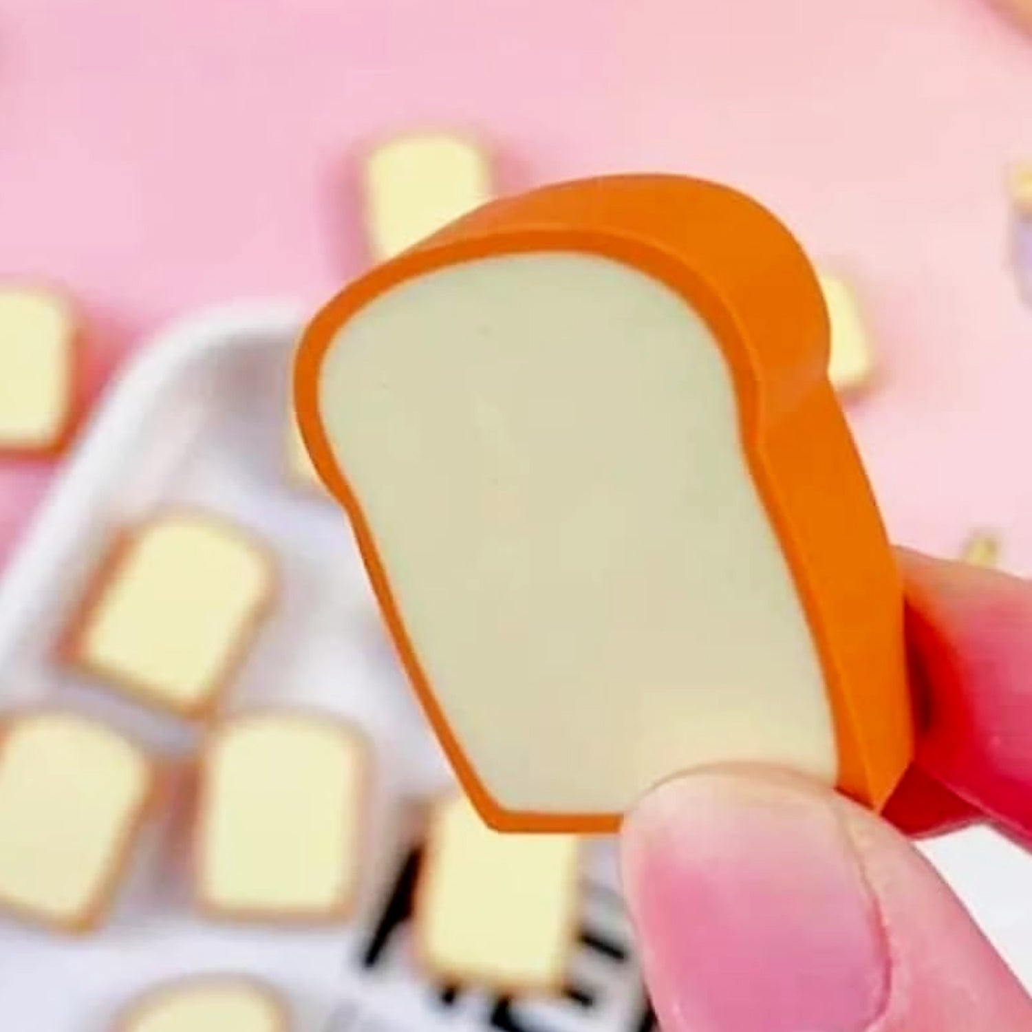 Kids’ cartoon bread shape erasers made from safe materials