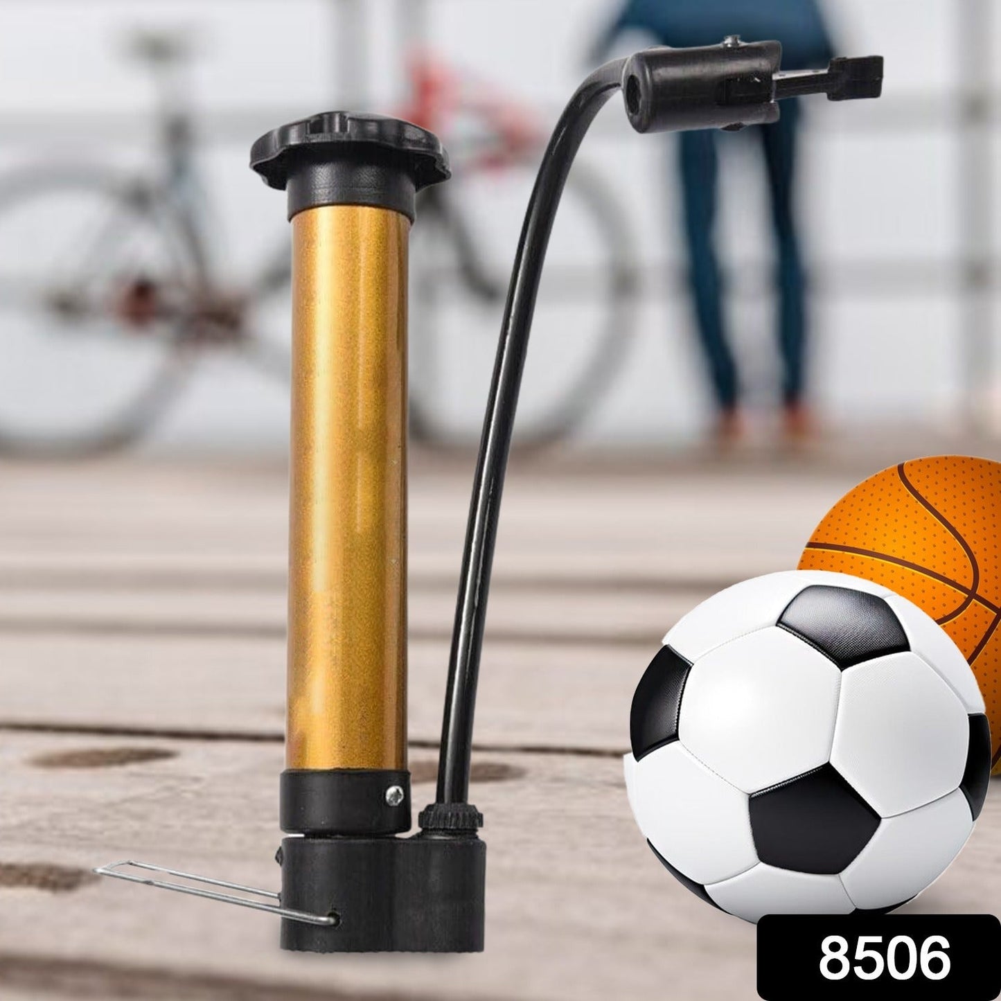 Mini basketball inflator with gold plated surface