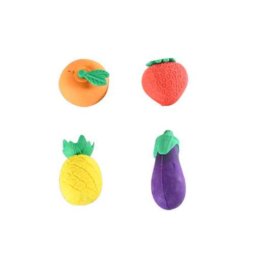 Mini 3D fruit and vegetable pencil erasers for kids