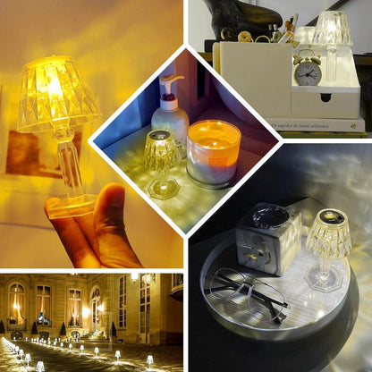 Decorative crystal table lamp with warm LED golden lighting