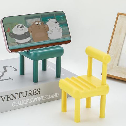 Mini chair wooden mobile phone holder on desk
