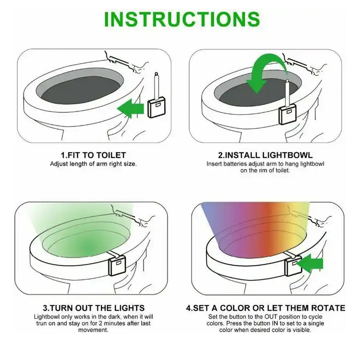 Flexible clamp LED toilet light easy install