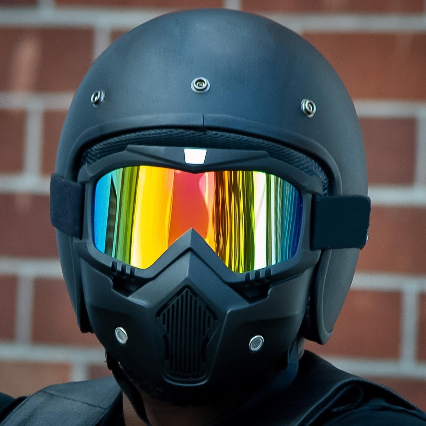 Motorcycle helmet goggles with anti-fog and scratch resistant lens