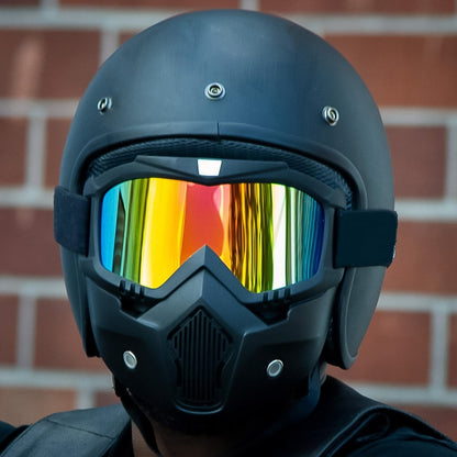 Motorcycle helmet goggles with anti-fog and scratch resistant lens