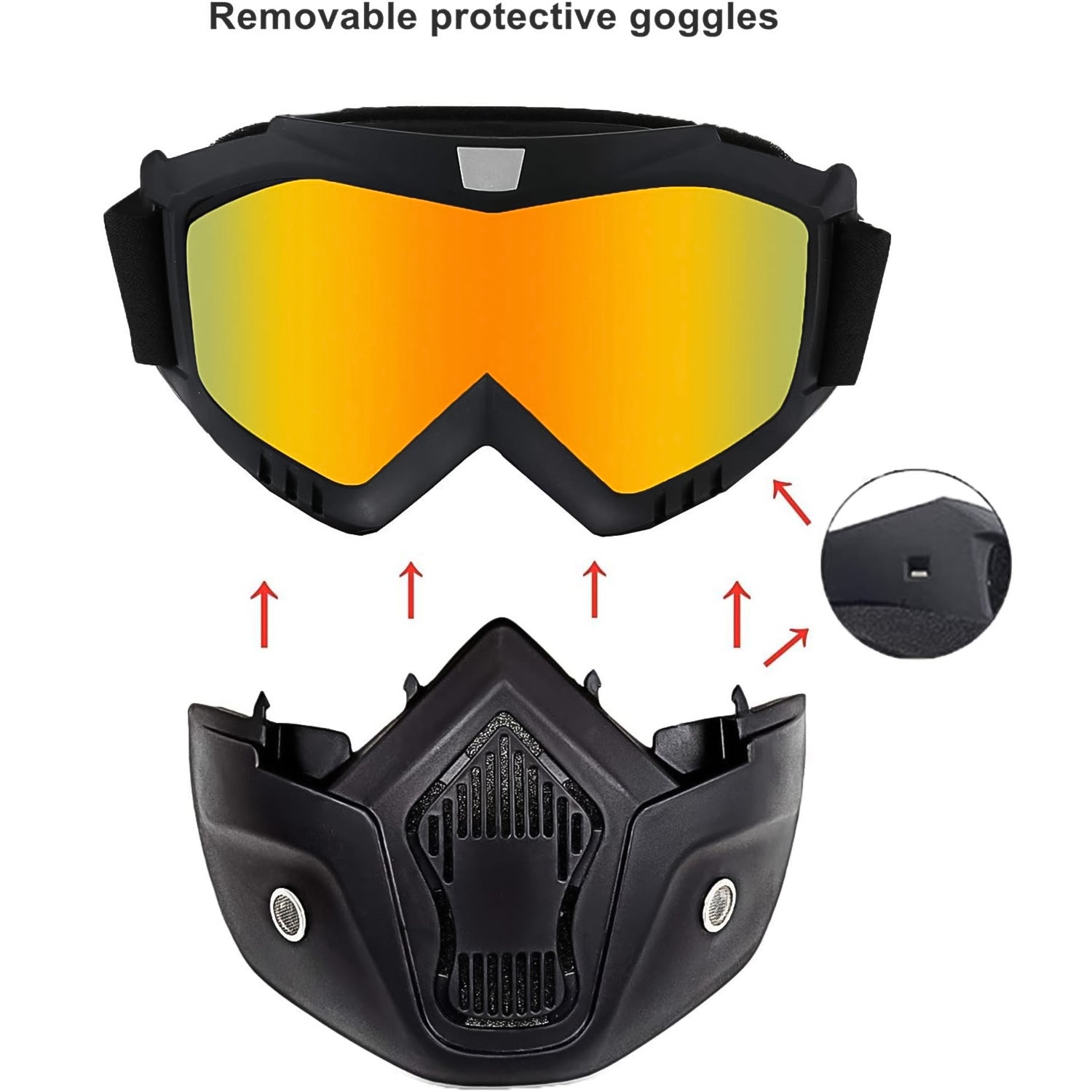 Biker protective goggles with mouth filter anti fog lens