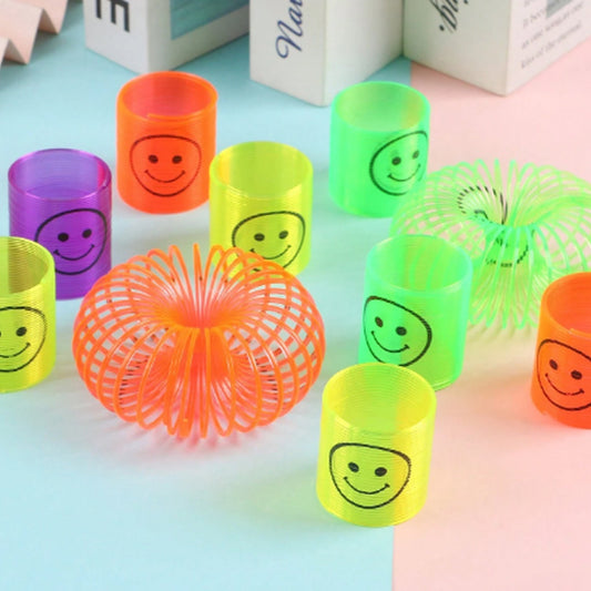 Multicolor magic smiley spring rainbow slinky toy set for kids and adults