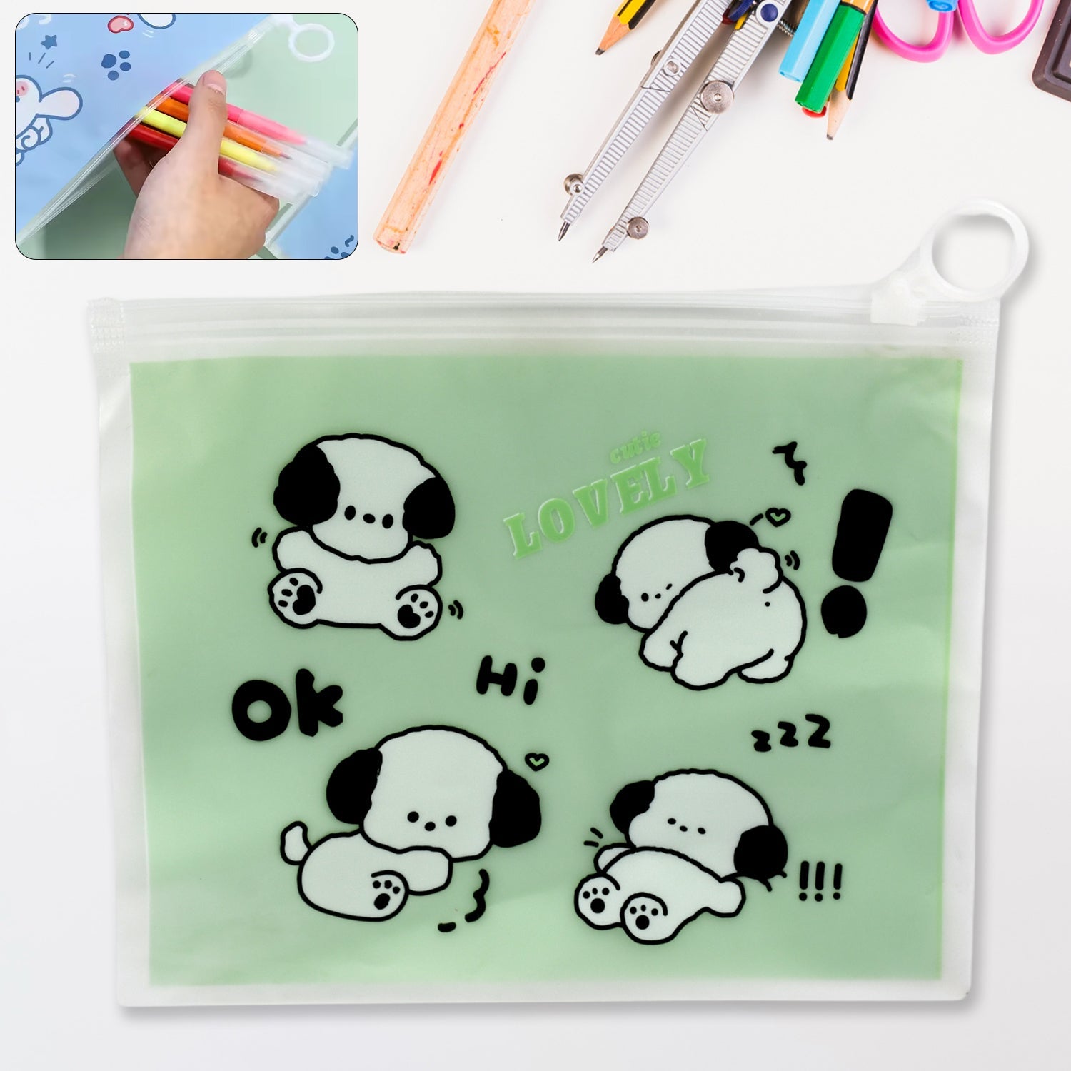 Multipurpose stationery pouch with zipper used for school supplies