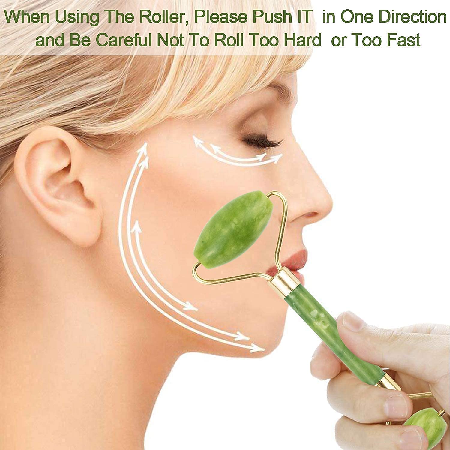Jade roller and gua sha stone set designed for Indian skin care and beauty routines