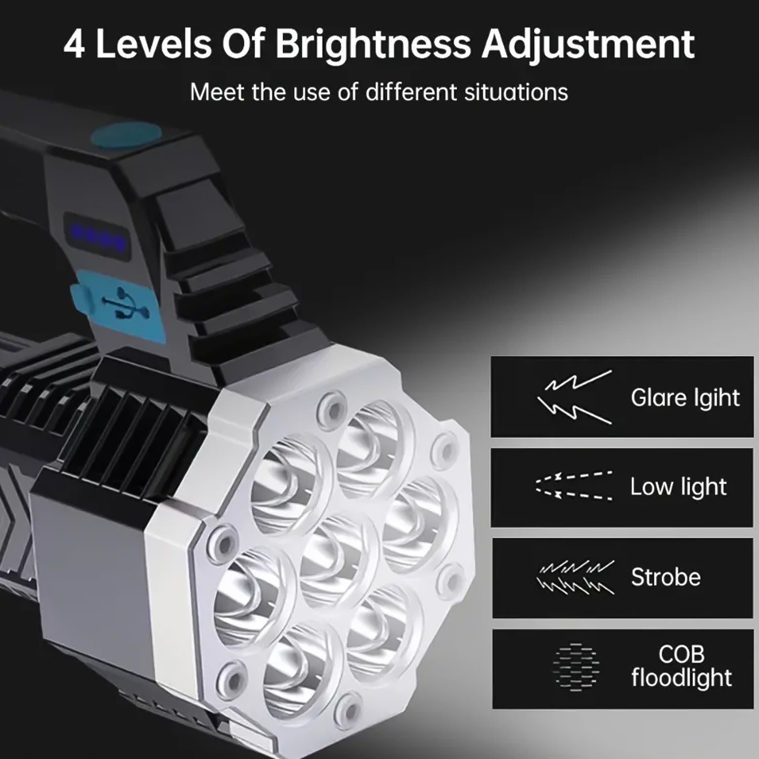 Outdoor camping torch multi-mode rechargeable bright LED lantern