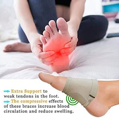 Flexible foot support sleeve wearing inside sports sneakers
