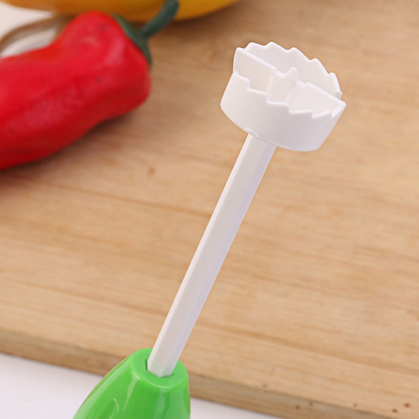Kitchen plastic spiralizer cutting hollowed onion with ease