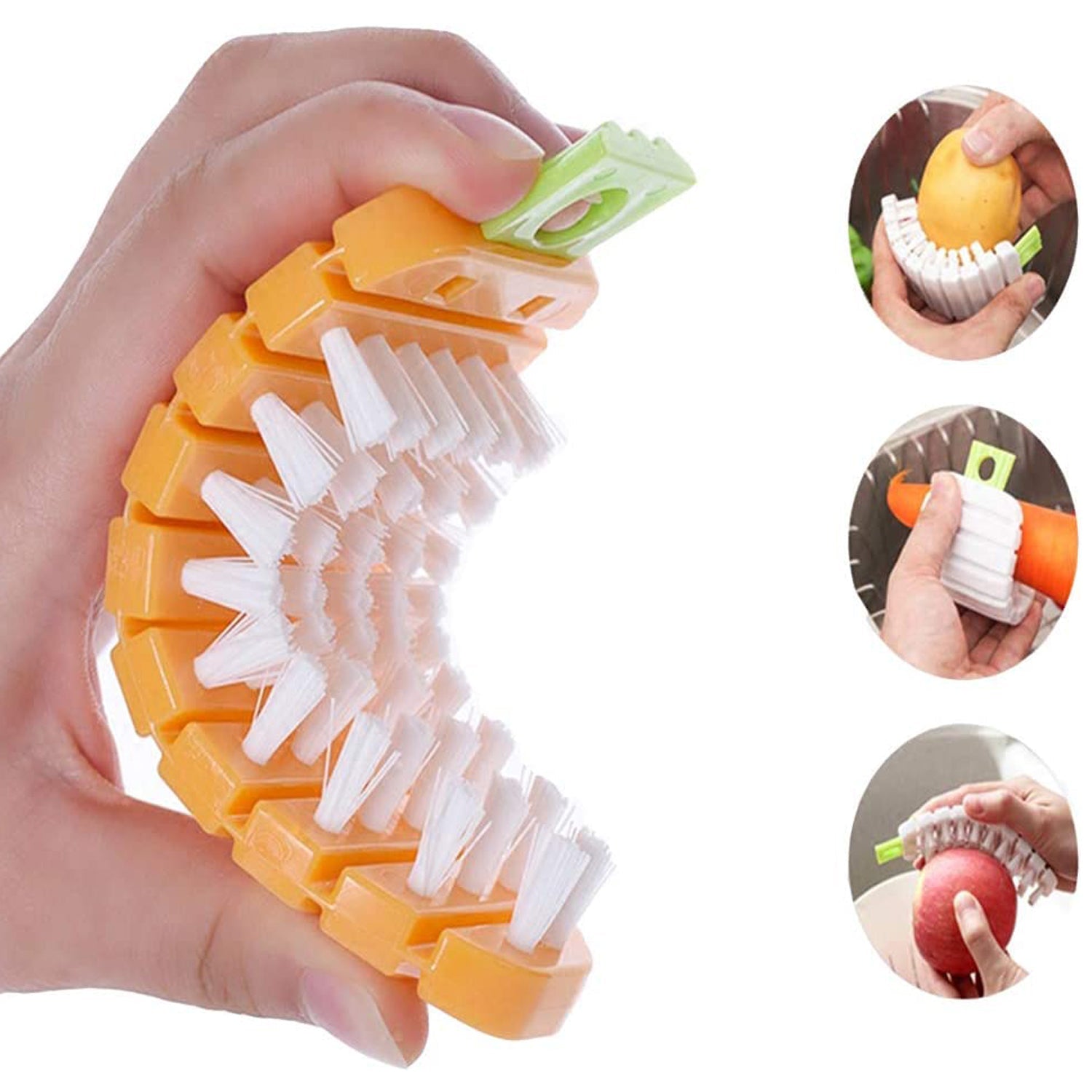 Lightweight fruit brush with flexible head for potatoes and corn