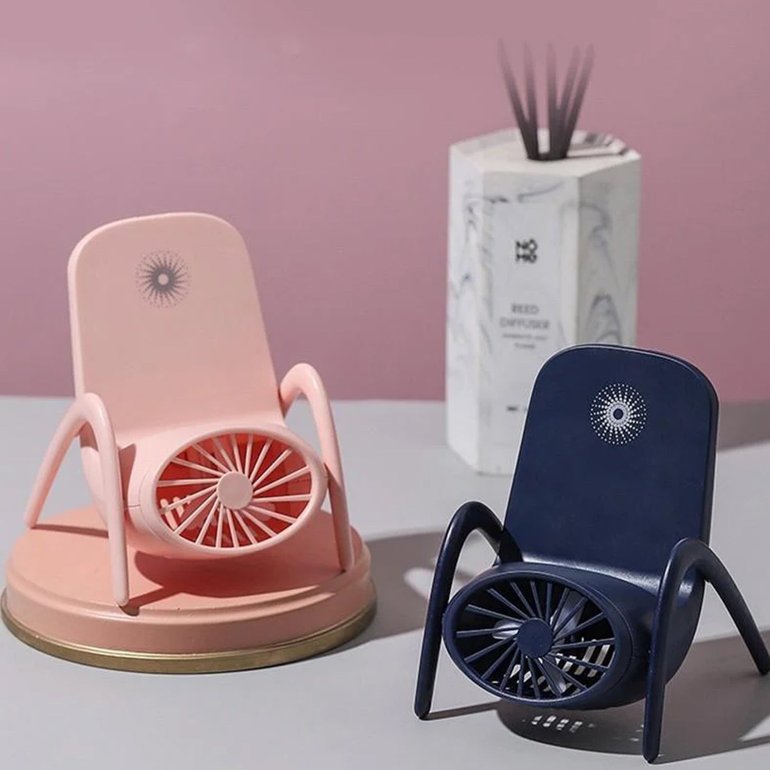 Portable mobile phone holder fan with adjustable wind speed and USB charging