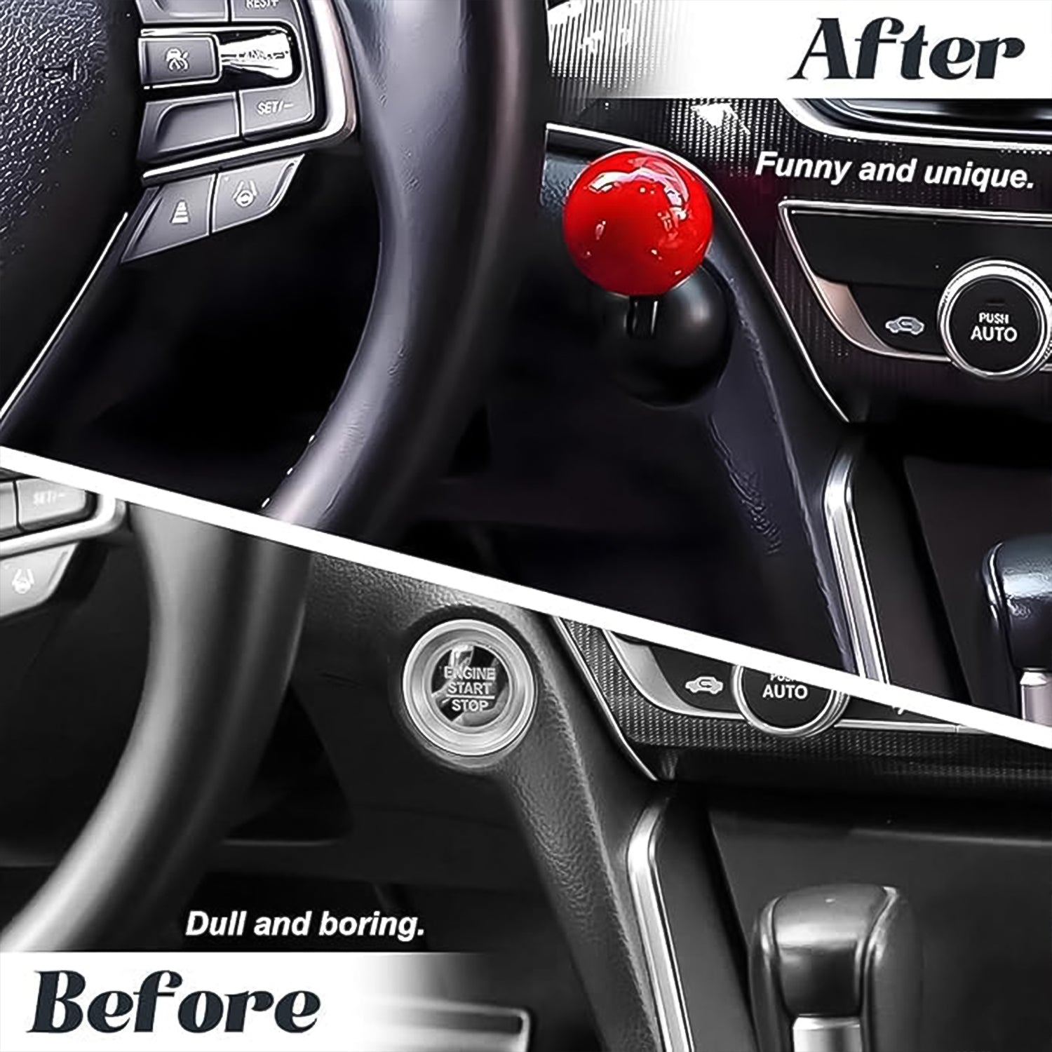 Universal push start button cover ball design on car
