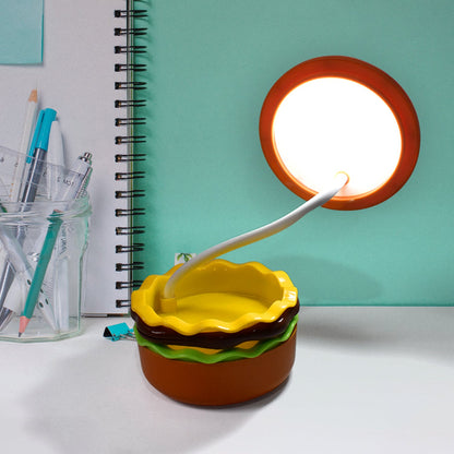 Kids desk lamp portable burger design with adjustable brightness