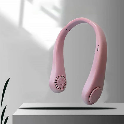 Safe bladeless portable neck fan for children and elders