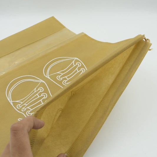 Non-woven shoe bag with transparent window, portable for travel, beach, and closet organization