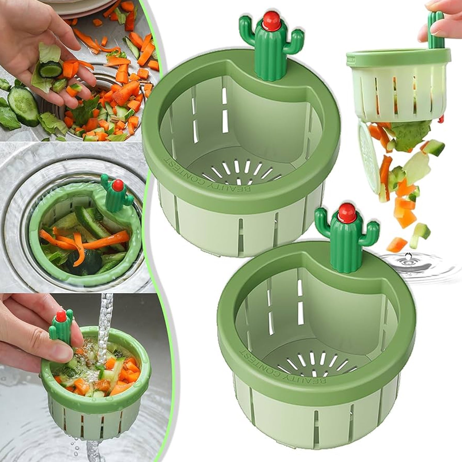 Solid Plastic Drain Protector, Automatic dump basket kitchen sink drain waste collector