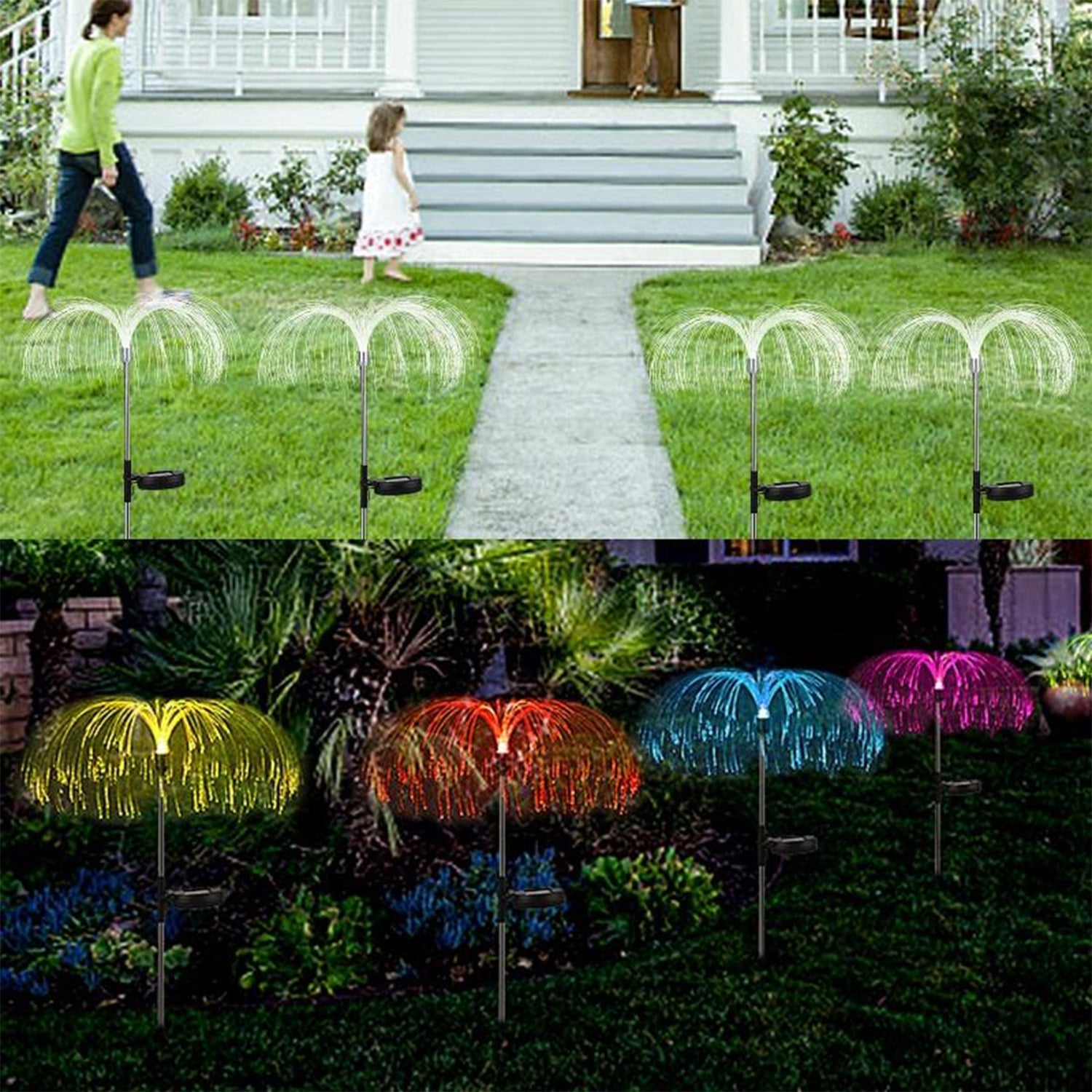 Solar jellyfish flower lights waterproof for patios and yards