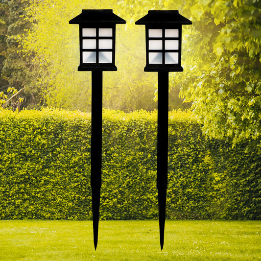 Solar garden lights pack of 2 installed on outdoor walkway