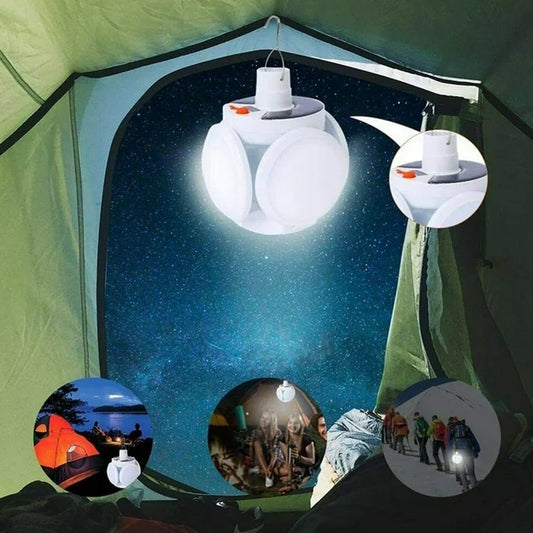 Foldable solar LED camping light bulb with bright illumination