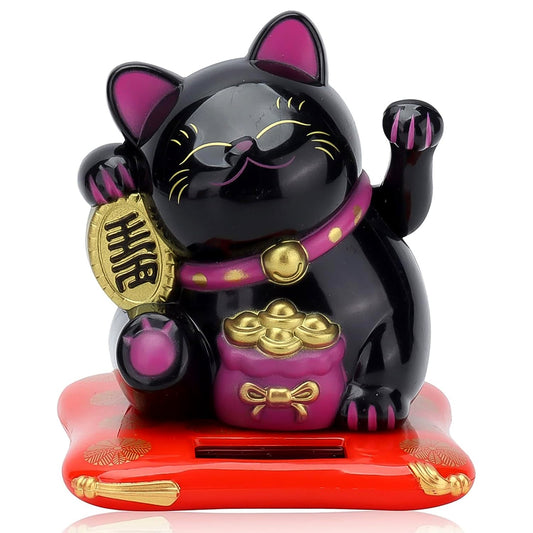 Solar powered waving happy cat decoration colorful mix