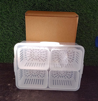 Plastic storage box keeping food fresh in refrigerator