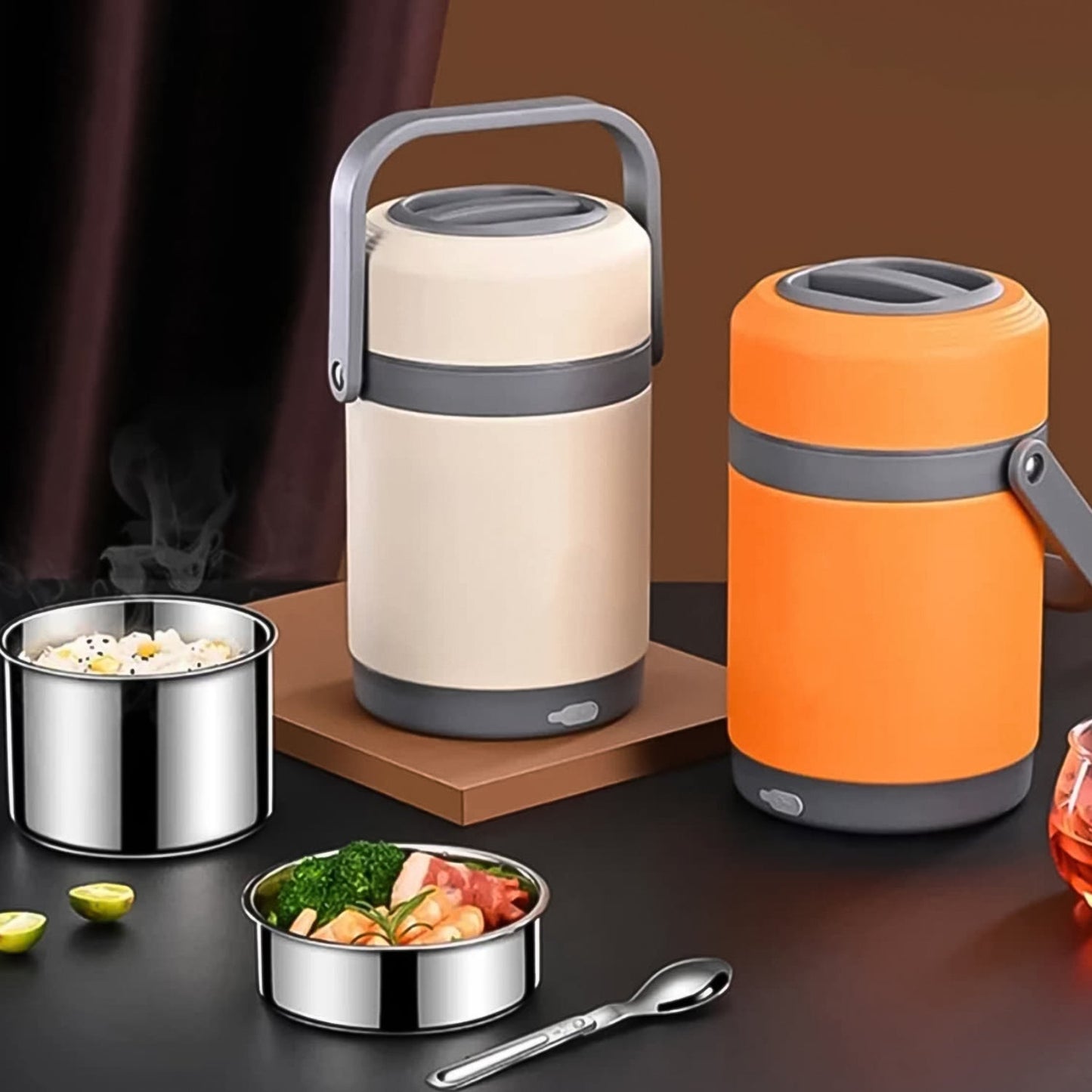 Stainless lunch box with USB heating constant temperature 65°C