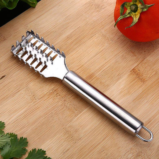 Stainless steel fish scale remover scraper with sawtooth edges

