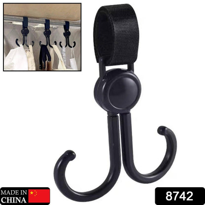 360 degree rotatable stroller hook with Velcro fastening strap