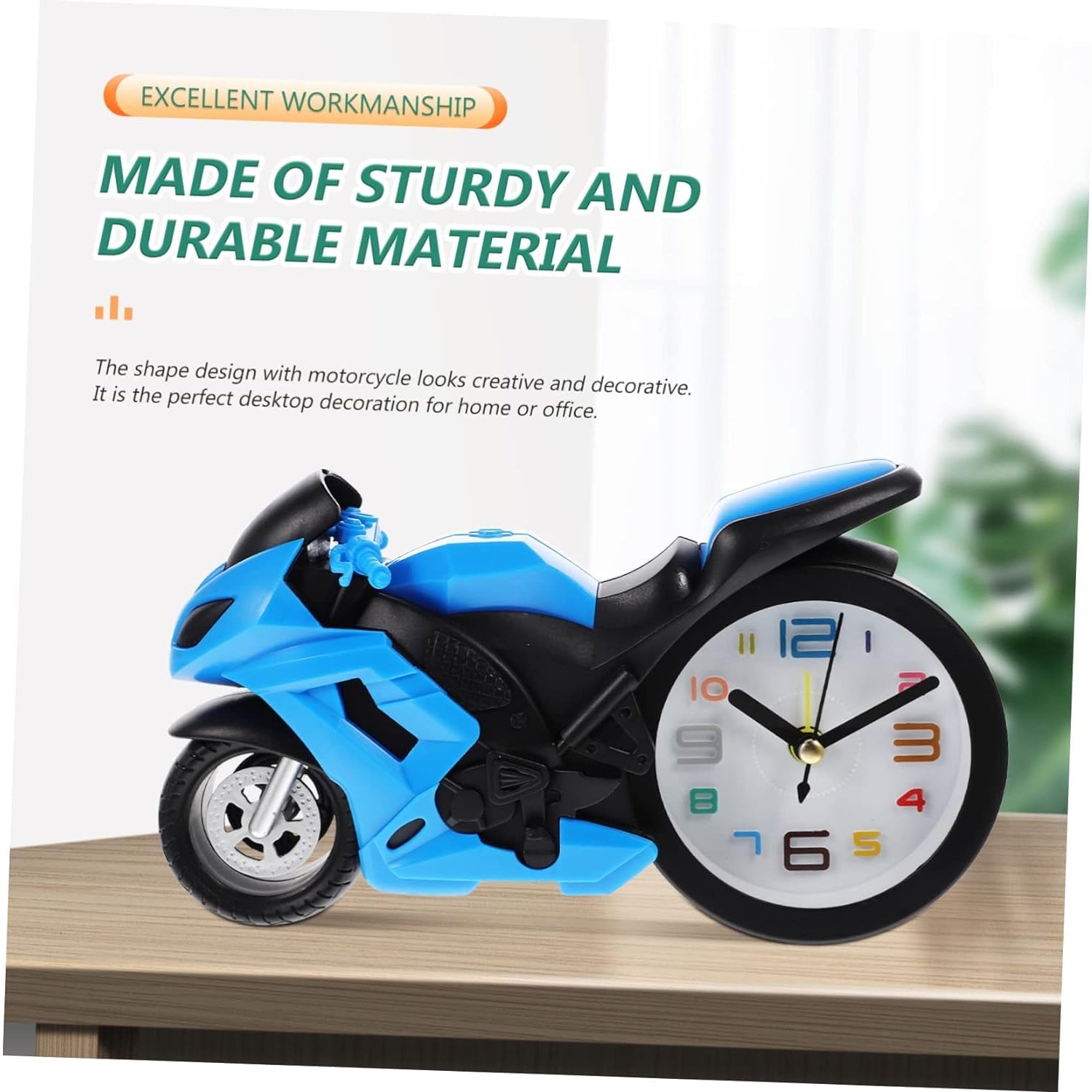 Compact retro alarm clock shaped like a motorcycle engine
